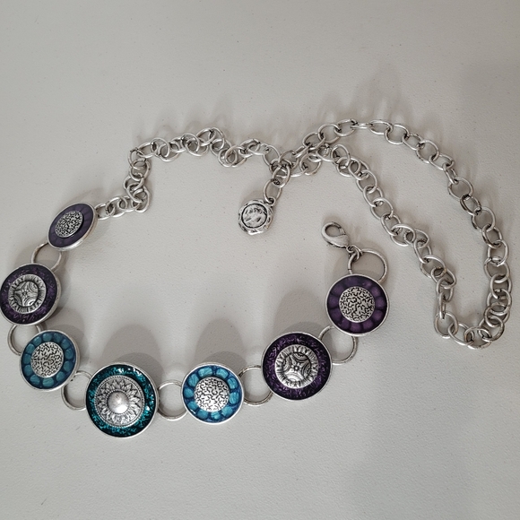 Chico's Enamel Medallion Antiqued Vintage Hue Chain Belt - Size OS - Picture 3 of 9